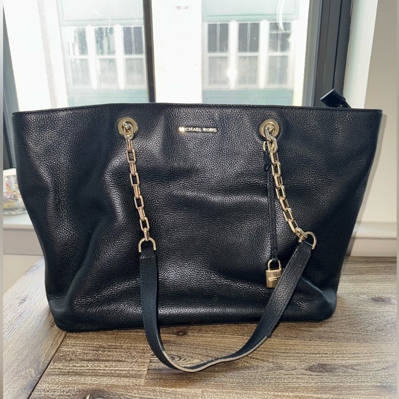 Michael Kors Mercer Medium Top Zip Multifunction Tote - Black Pebbled Leather - Picture 1 of 15